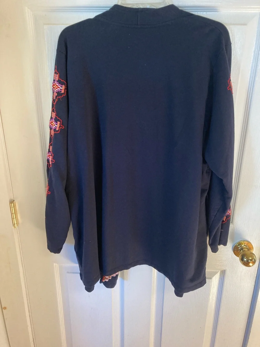 Lucky Brand Navy Cardigan with Multicolor Geometric Embroidery - Picture 9 of 11